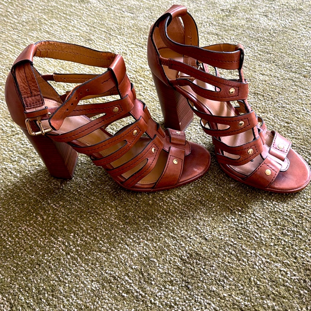 Tan/Brown Leather 4” Coach heels